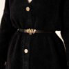 Button-Up Fuzzy Knit Cardigan with Elastic Waistband Black - immagine 4