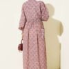 Ethnic Pattern Dress with Elastic Waistband Rose Dust - Imagen 3