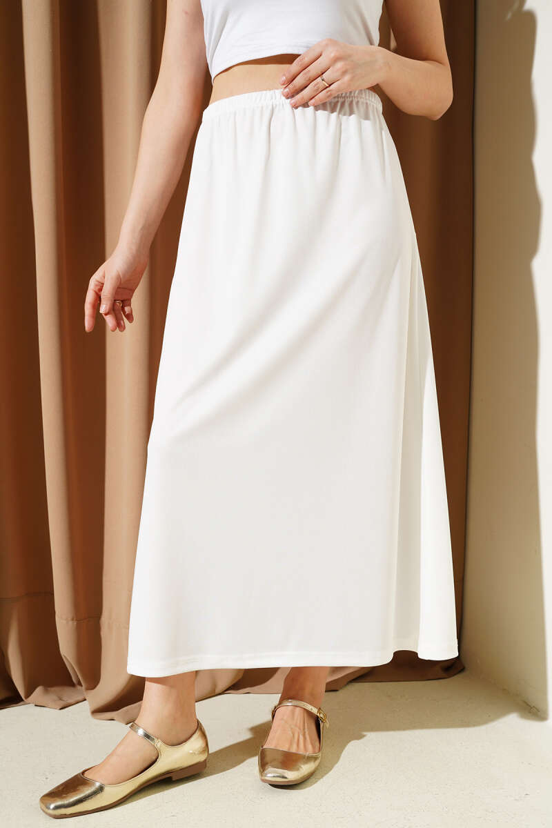 Waist Elastic Skirt White