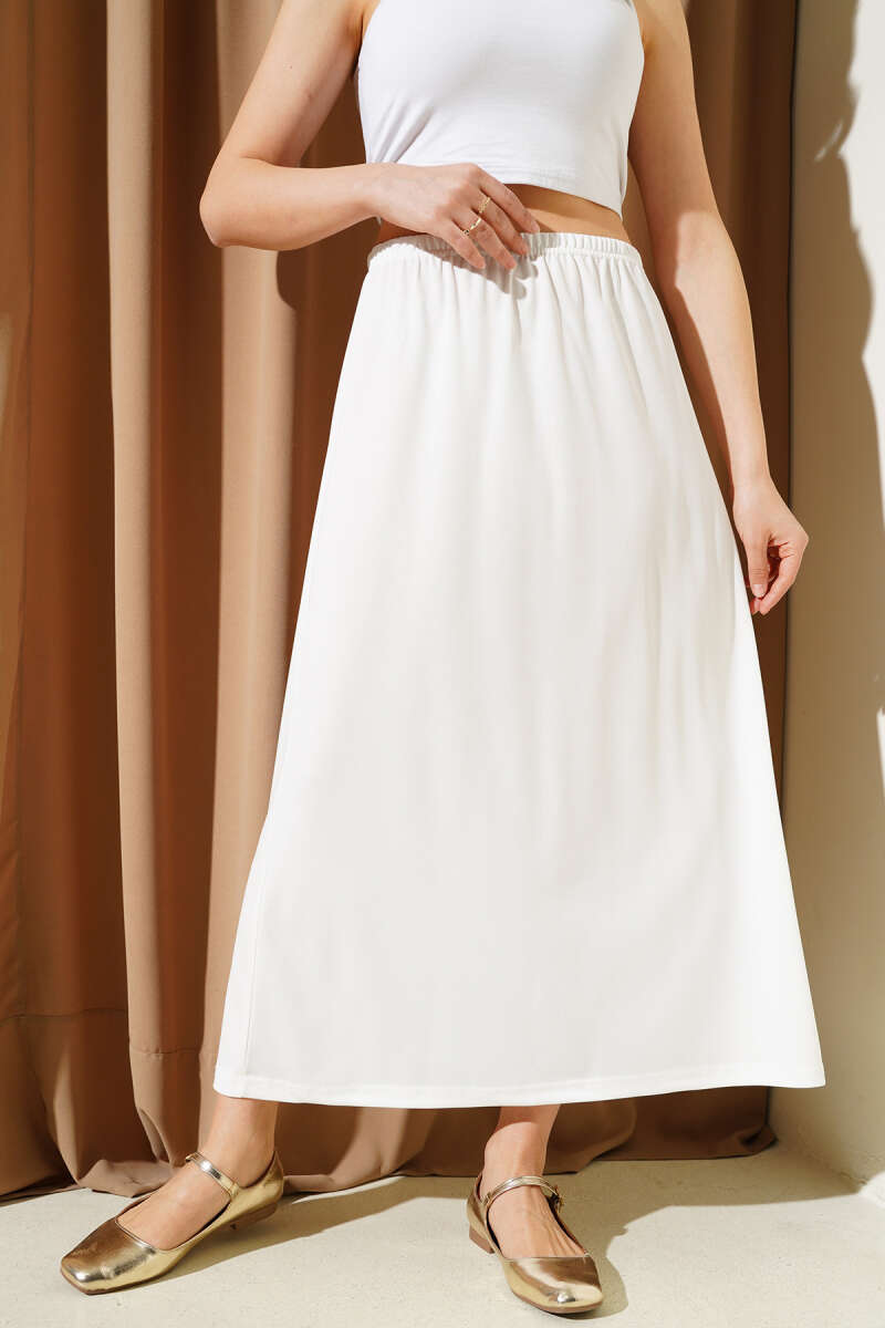 Waist Elastic Skirt White – Bild 2