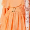 Belted Ruffled Dress with Elastic Waistband Orange - Imagen 4