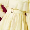 Belted Ruffled Dress with Elastic Waistband Yellow - Imagen 4