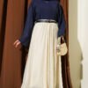 High-Waisted Flared Skirt with Hem Edge Beige - Imagen 2