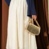 High-Waisted Flared Skirt with Hem Edge Beige - Imagen 3