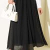 High-Waisted Flared Skirt with Hem Edge Black