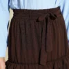 Elastic Waistband Belted Chiffon Skirt Brown - immagine 4