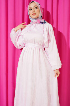 Alternative view of Belted Ruffled Dress Pink