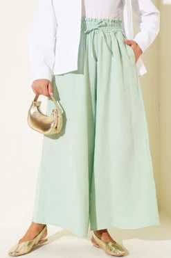 Elastic Waist Muslin Loose Pants Hazel