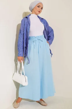 Alternative Ansicht von Elastic Waist Muslin Loose Pants Blue