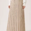Pleated Detail Skirt with Elasticated Waistband Beige - Afbeelding 2