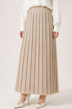 Alternatieve weergave van Pleated Detail Skirt with Elasticated Waistband Beige