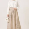Pleated Detail Skirt with Elasticated Waistband Beige - Afbeelding 3