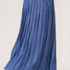 ⁦Pleated Detail Skirt with Elasticated Waistband Indigo⁩ - الصورة ⁦2⁩