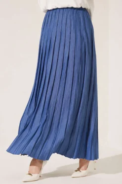 Alternatieve weergave van Pleated Detail Skirt with Elasticated Waistband Indigo