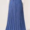 ⁦Pleated Detail Skirt with Elasticated Waistband Indigo⁩ - الصورة ⁦4⁩