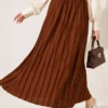 Pleated Detail Skirt with Elasticated Waistband Brown