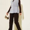 Belted Ribbed Knit Vest Grey - Image 2
