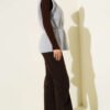 Belted Ribbed Knit Vest Grey - Image 3