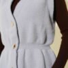 Belted Ribbed Knit Vest Grey - Image 4