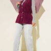 Belted Ribbed Knit Vest Plum – Image 2