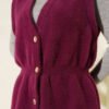 Belted Ribbed Knit Vest Plum – Image 4