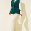 Belted Ribbed Knit Vest Emerald - immagine 2