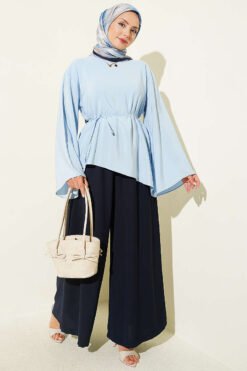 Alternative view of Relaxed Fit Pants with Elastic Waistband Navy Blue
