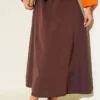 Elastic Waist Terikoton Skirt Chestnut