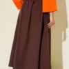 ⁦Elastic Waist Terikoton Skirt Chestnut⁩ - الصورة ⁦3⁩