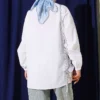Shirt with Belt and Wrist Elastic White - immagine 3
