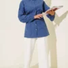 ⁦Shirt with Belt and Wrist Elastic Indigo⁩ - الصورة ⁦2⁩
