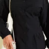 ⁦Shirt with Belt and Wrist Elastic Black⁩ - الصورة ⁦3⁩