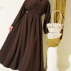 Dress with Belt and Tie Brown - Image 2