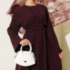 Dress with Belt and Tie Plum – Bild 2
