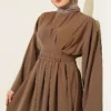 Dress with Belt and Tie Mink - immagine 2