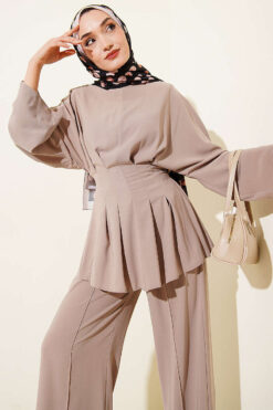 Alternative view of Belted Self-Tie Set Beige