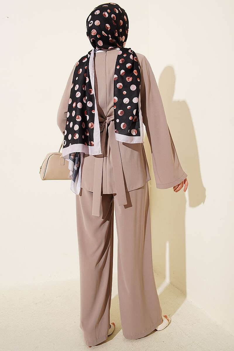 Belted Self-Tie Set Beige - immagine 3