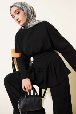 Alternative view of Belted Self-Tie Set Black