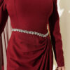 Belted Detail Cape Evening Gown Burgundy – Bild 4