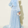 Belted Cape Evening Dress Blue – Image 3