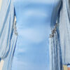 Belted Cape Evening Dress Blue – Image 4