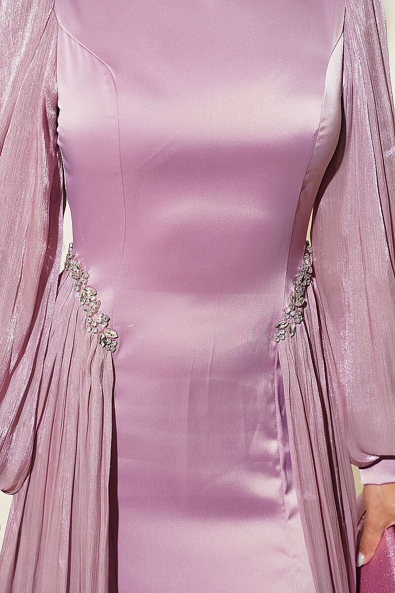 Belted Cape Evening Dress Powder Pink - Image 4