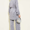 Belted Jacquard Pattern Two-Piece Set Grey - Image 3