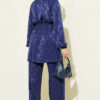Belted Jacquard Pattern Two-Piece Set Navy Blue – Image 3