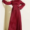 Belted Accessory Evening Dress Burgundy - immagine 2