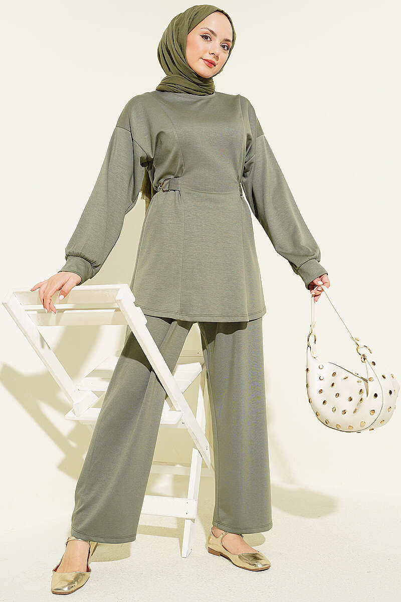Belted Gold Buckle Tied Lounge Set Hazel