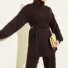 Belted Gold Buckle Tied Lounge Set Brown - immagine 2