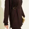Belted Gold Buckle Tied Lounge Set Brown - immagine 4