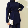 Belted Gold Buckle Tied Lounge Set Navy Blue - immagine 2