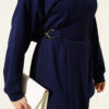 Belted Gold Buckle Tied Lounge Set Navy Blue - immagine 4